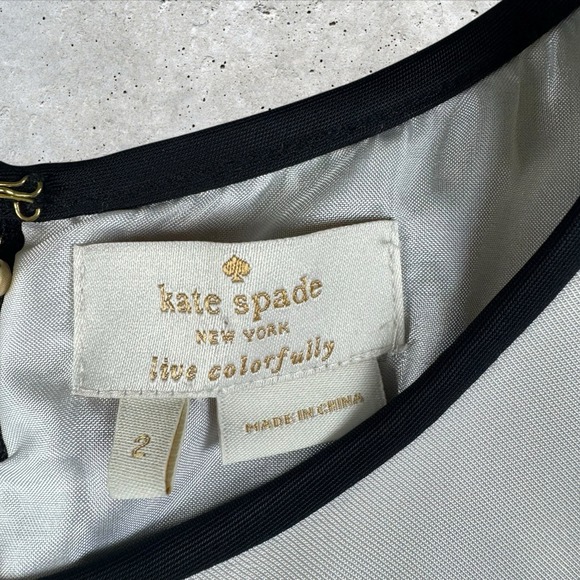 Kate Spade Jewell Gold Embellished Tank Black And White‎ Blouse Sz 2 - Picture 2 of 6
